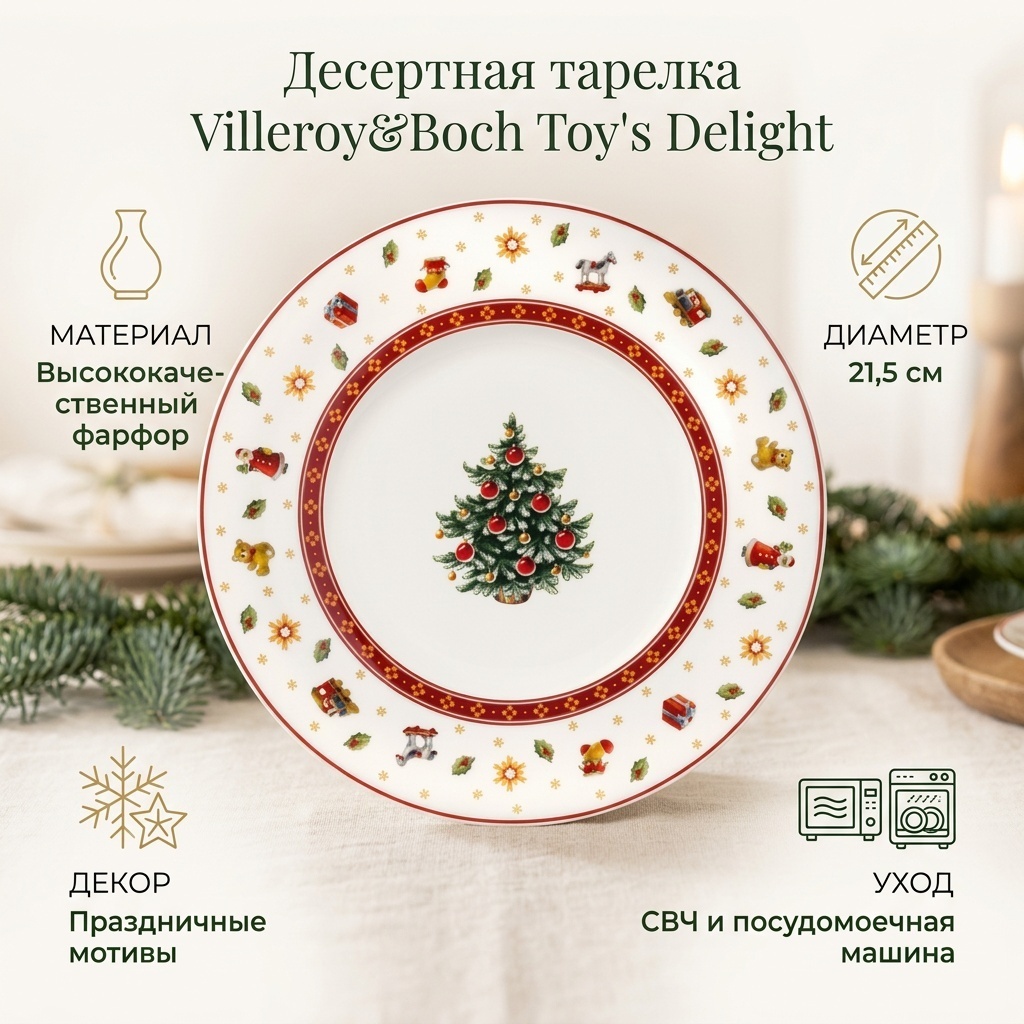 Десертная тарелка Villeroy&Boch 21.5 см, 1 шт, фарфор