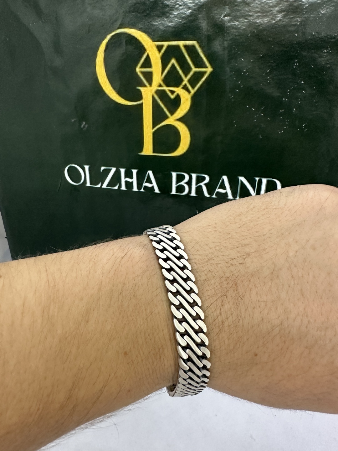 OLZHA BRAND Б4 длина 24 см, вес 38 г серебро, плетение теннис
