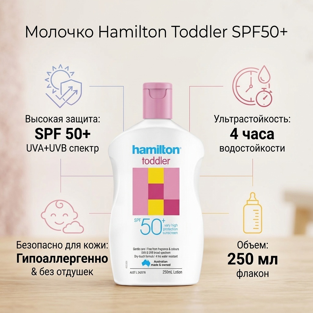 Hamilton молочко Toddler SPF50+ для лица, для области вокруг глаз, для зоны декольте 250 мл