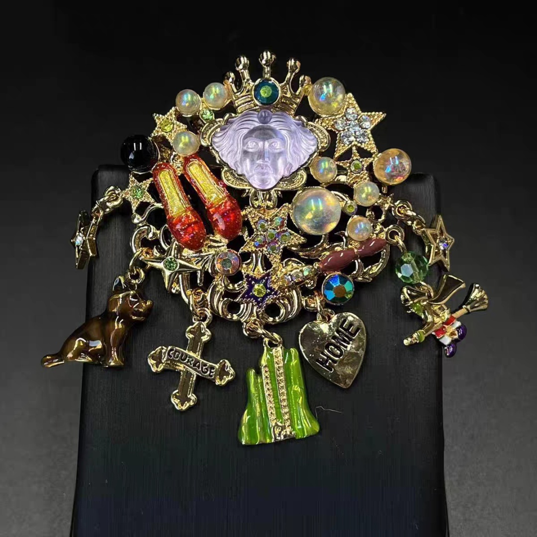 Брошь латунь, кристаллы Swarovski