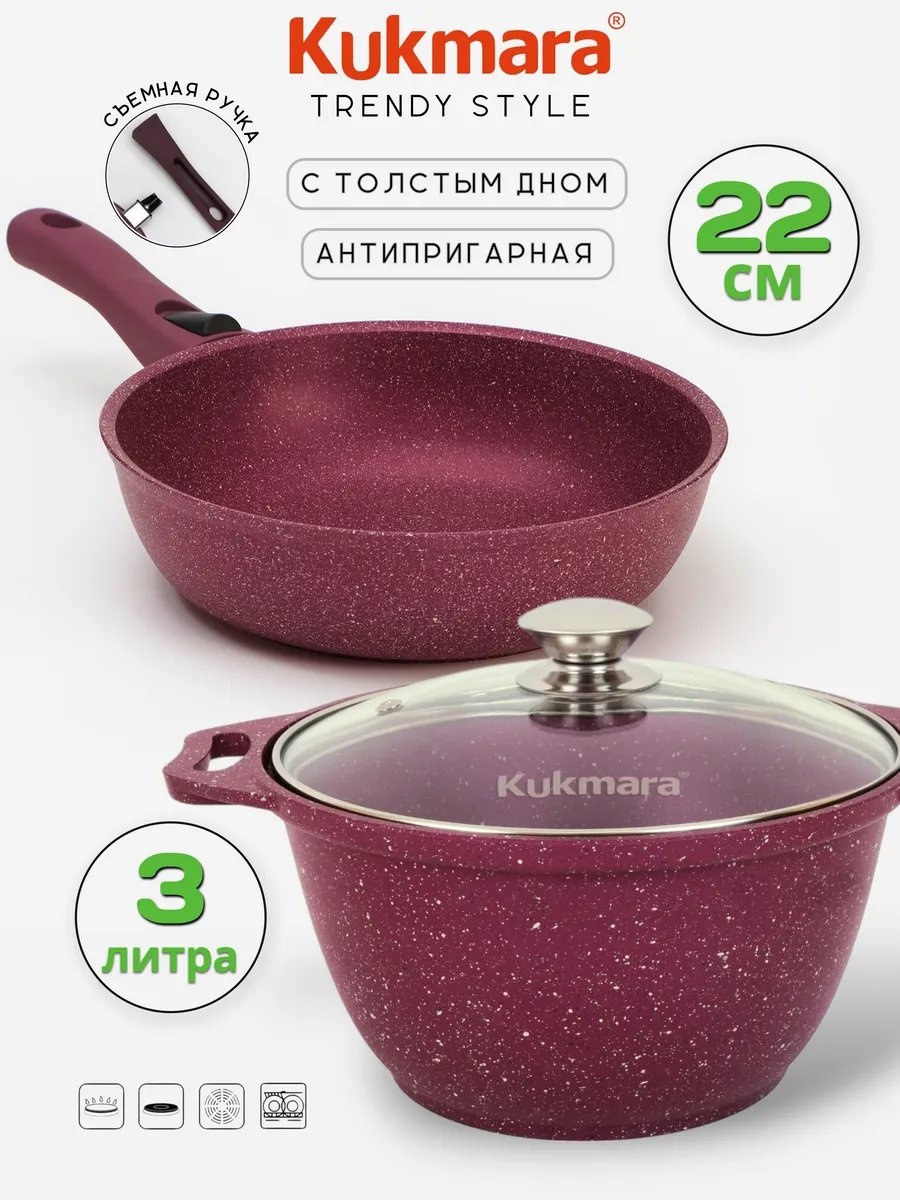 Сковорода Kukmara 22 см с антипригарным покрытием, алюминий