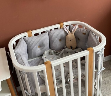 Бортики LAVbaby Textile Scandi, хлопок, серый