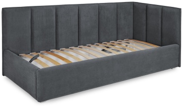 Кровать Corner grey односпальная, 90x200 см (без матраса, подъёмный механизм) серый
