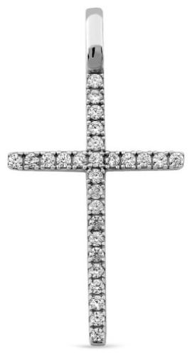 Крестик ZGOLD 991П.Rh вес 0.89 г серебро, фианит