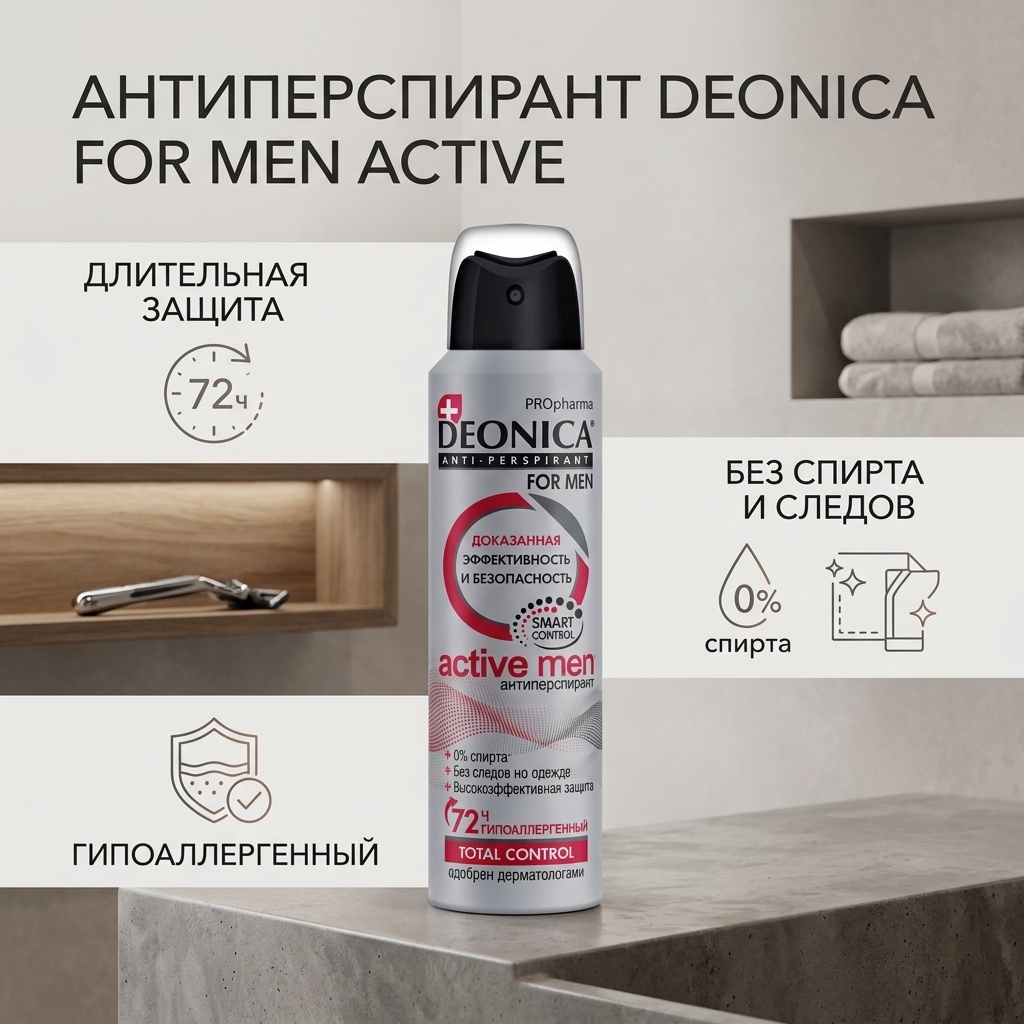 Deonica For Men Аctive антиперспирант для мужчин 150 мл