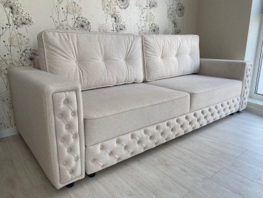 Диван Elegante sofa Shester, 240х105 см, обивка микровелюр, бежевый