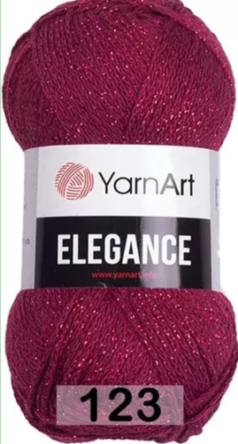 Моток YarnArt Пряжа Элеганс Elegance хлопок с люрексом 123 вишня 130 м 50 г