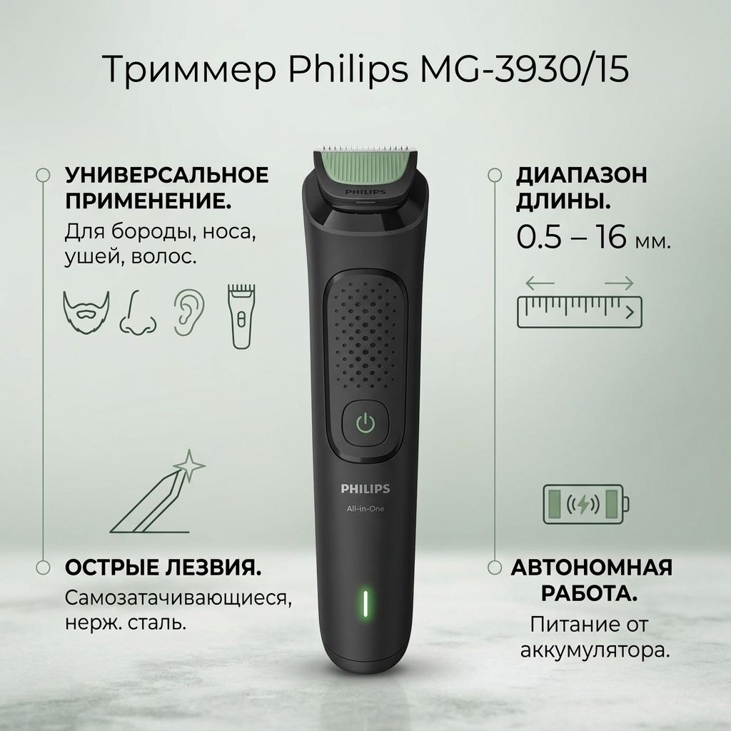 Philips триммер MG-3930/15 черный