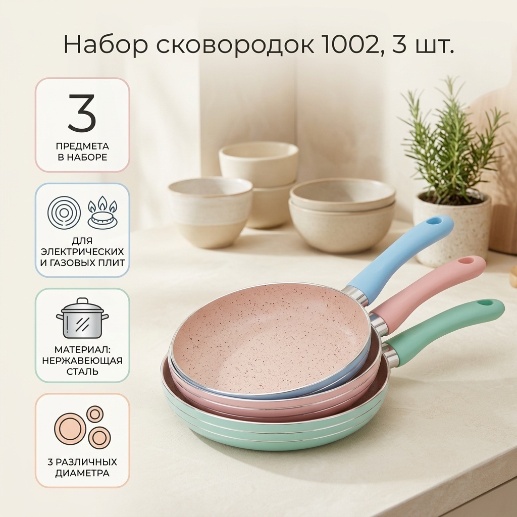 Набор сковородок 3 в 1