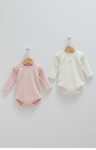 Набор боди Caramell белый, светло-розовый