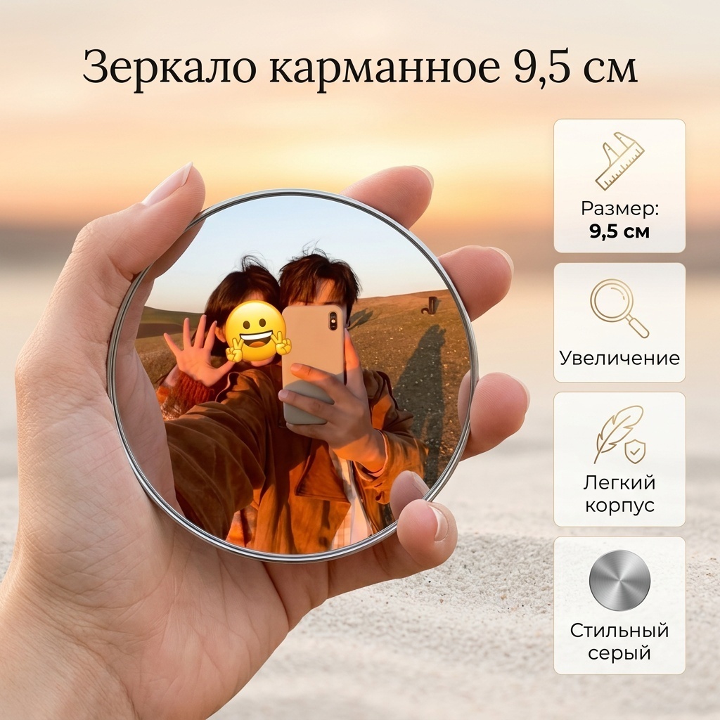 Зеркало карманное 9,5 см