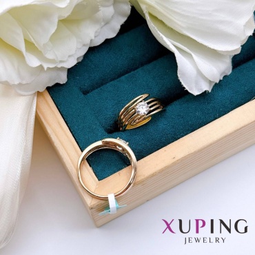 Кольцо Xuping Jewelry 000 размер 16 титан, без вставок, золотистый