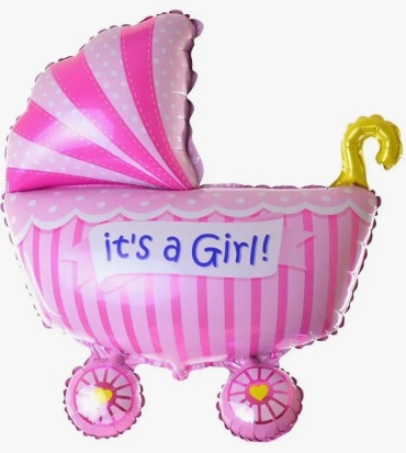 Воздушный шар Веселая затея It's a Girl 1 шт, белый, розовый, золотистый