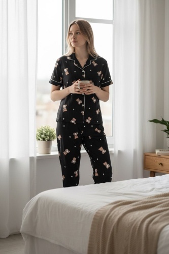 Пижама FASHION черный, коралловый