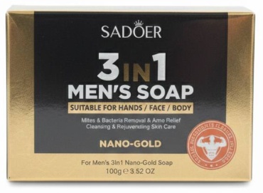 Кусковое мыло туалетное SADOER Men's 3-in-1 Gold Soap - Мужское мыло 3-в-1 Gold 1 шт