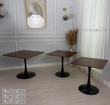Обеденный стол HANSHAIYM MARKET Strong Square, 80х80x75 см, шпон, черный, коричневый