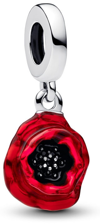 Шарм PANDORA «Мак» 793917C01 вес 2,28 г серебро, кристалл, эмаль