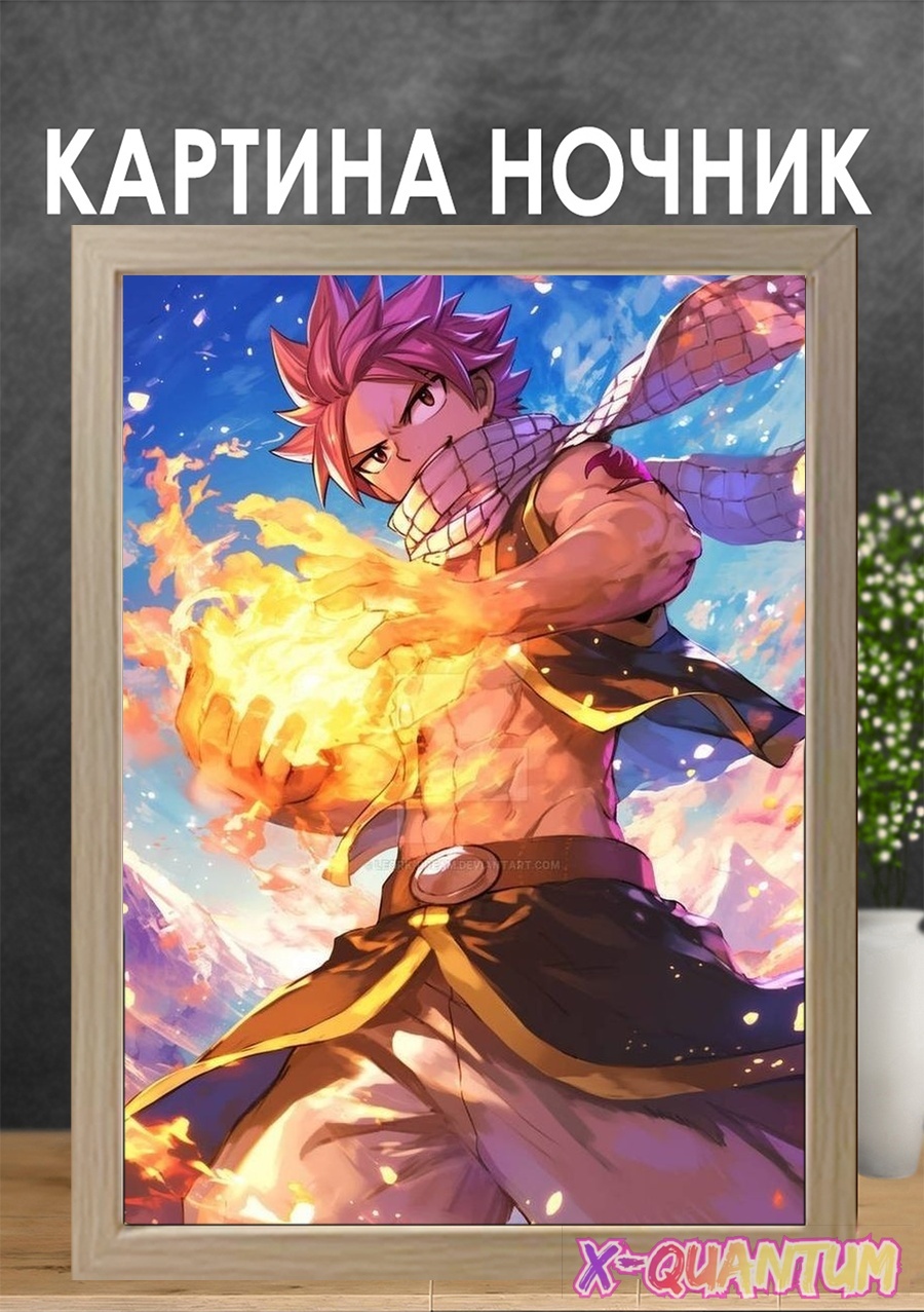 Quantum декоративный светильник настольный Ночник по аниме Fairy Tail: Нацу Драгнил LED, теплый белый, холодный белый, синий