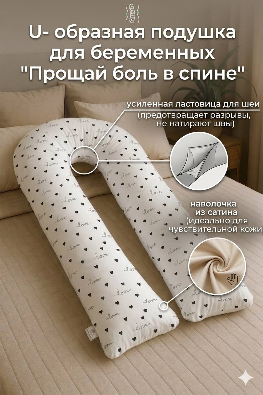 Ортопедическая подушка для беременных LAVbaby Textile 70x140 см, холлофайбер