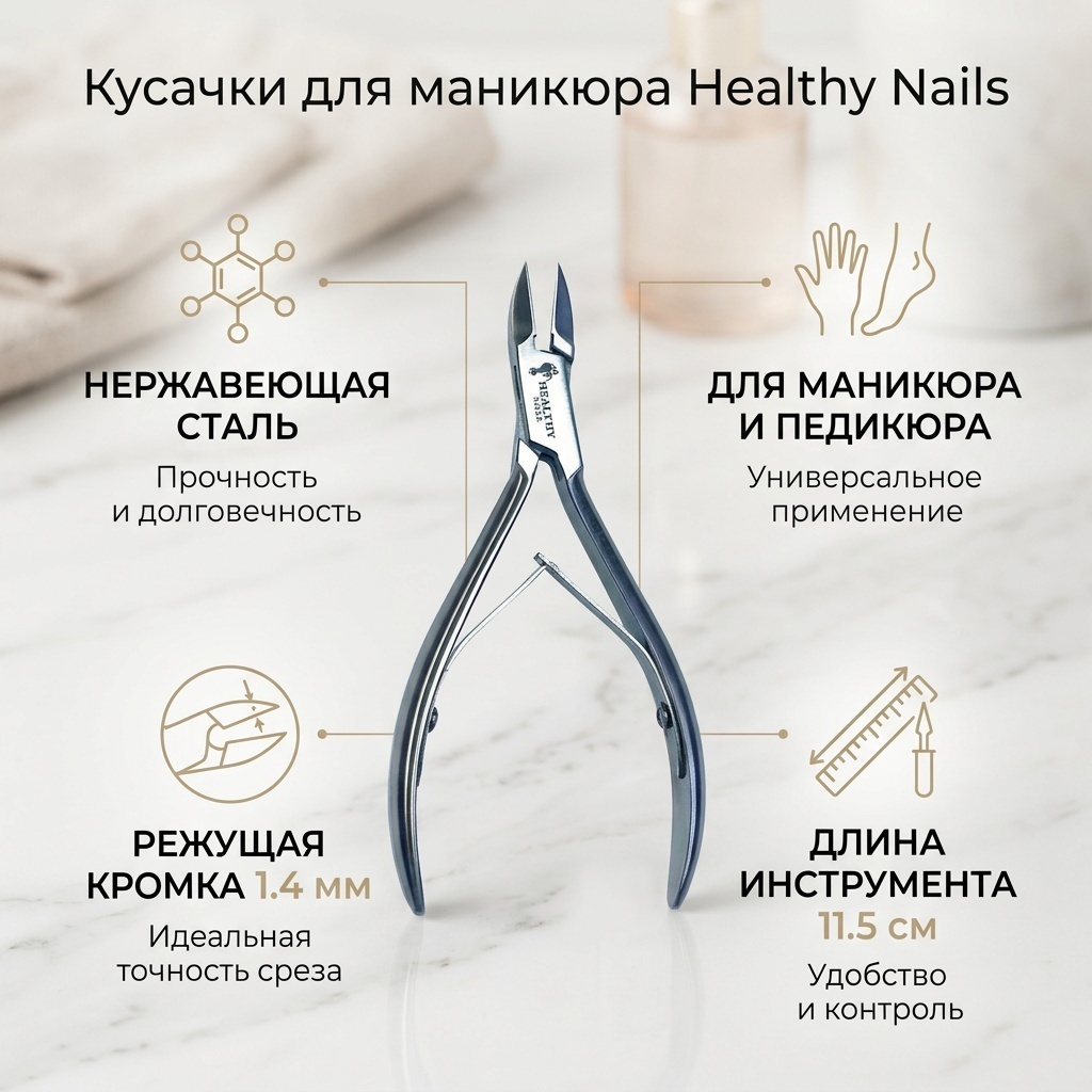 Healthy Nails кусачки-щипчики 1.4 11.5 см 1 шт