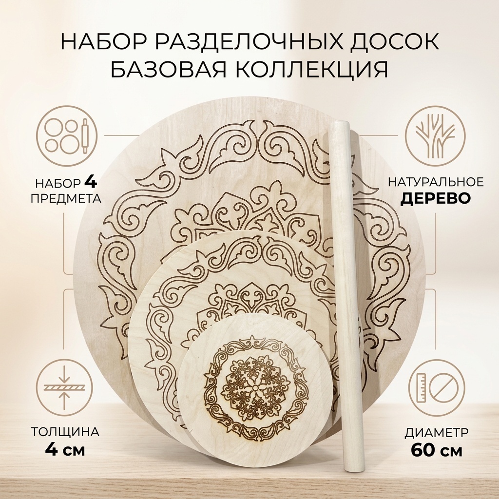 Набор разделочных досок Базовая коллекция 272911361 4 шт, дерево