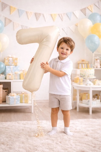 Воздушный шар Surprise Products Co., Ltd. Цифра белый песок 7 бюджет 40 дюймов 100см 1 шт, бежевый