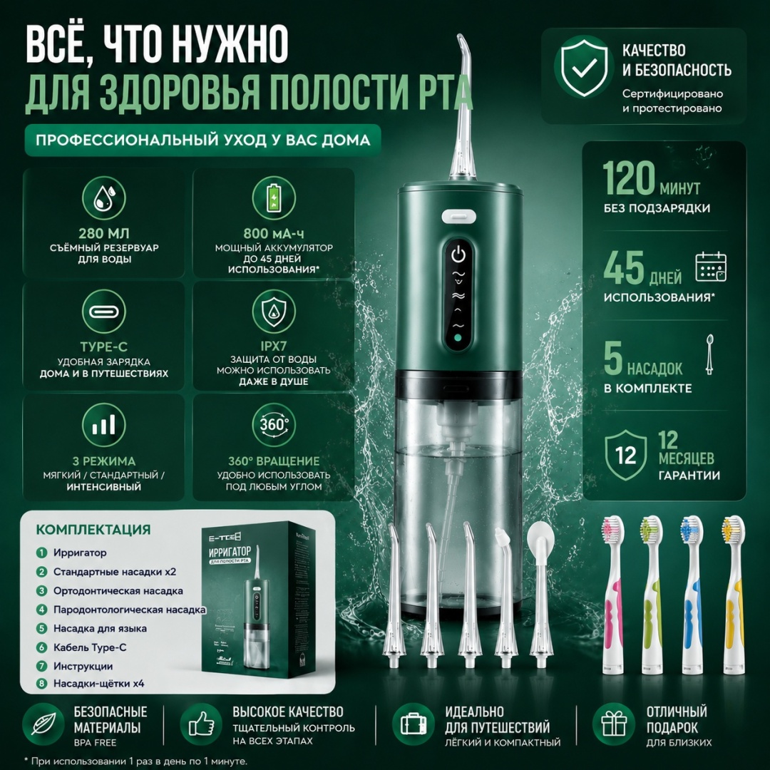Ирригатор 7700-03 импульсный, портативный