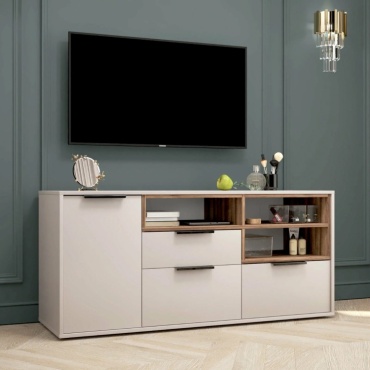 Комод Verita Чарли, 140x45.4x65 см, белый, коричневый