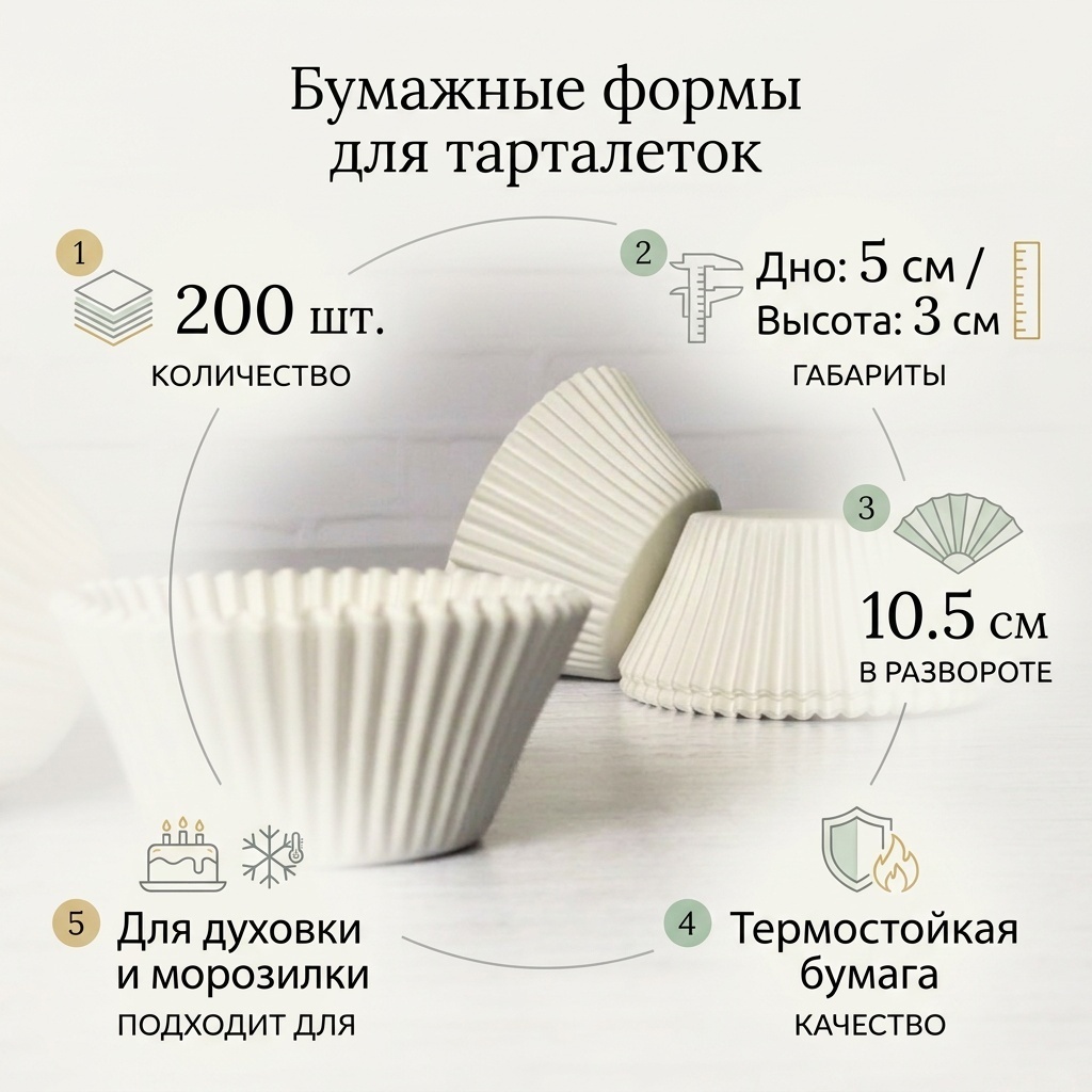 Форма для выпечки, для запекания бумага, 200 шт