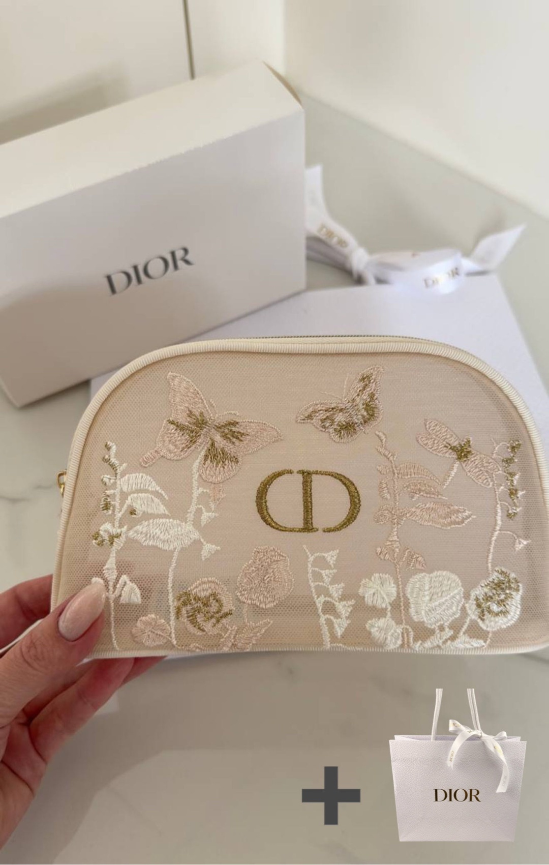 Dior косметичка нейлон бежевый 12X19 см