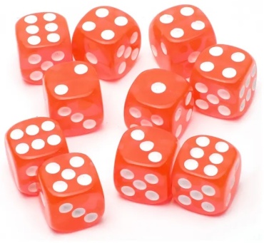 Игральные кости STUFF PRO D6 шестигранные 16 мм 10 шт оранжевые прозрачные