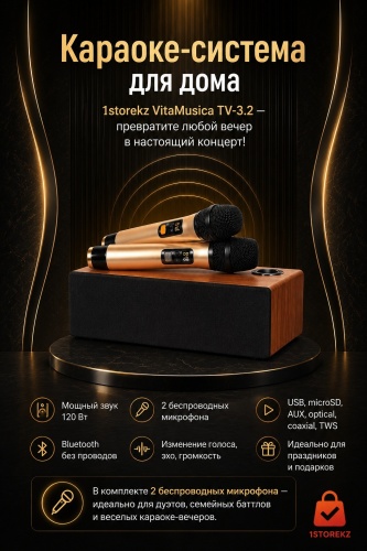 Портативная колонка 1storekz MegaSound X120 черный, темно-коричневый