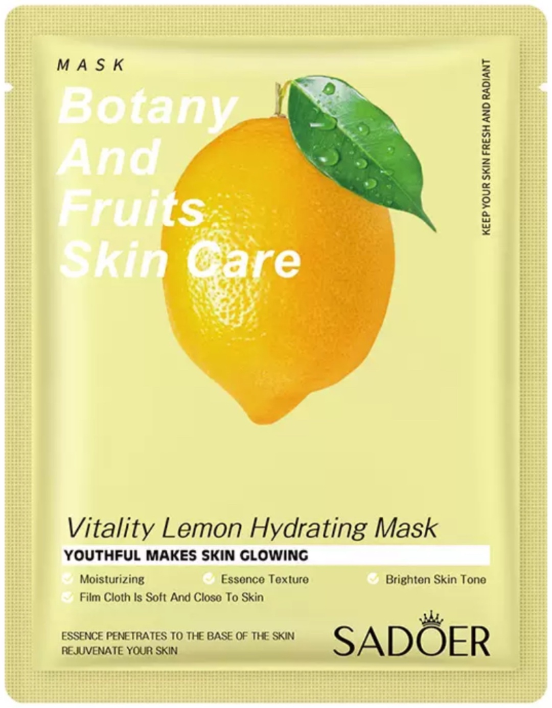 Маска для лица SADOER тканевая Vitality Lemon Hydrating 1 шт