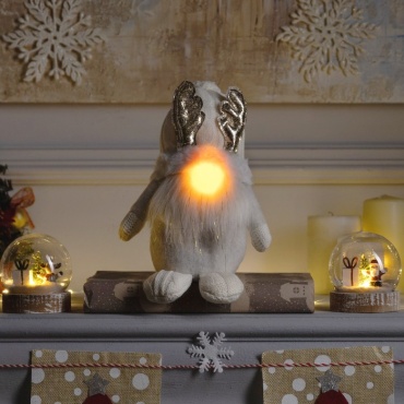 Luazon Lighting Светодиодная фигура «Гном белый» 20  24  10 см, текстиль, батарейки AG10х3 (в комплекте), свечение теплое белое 10 см