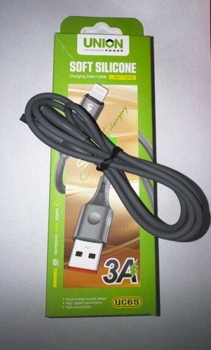 Кабель Union USB 2.0 (M), Lightning, 1 м, серый
