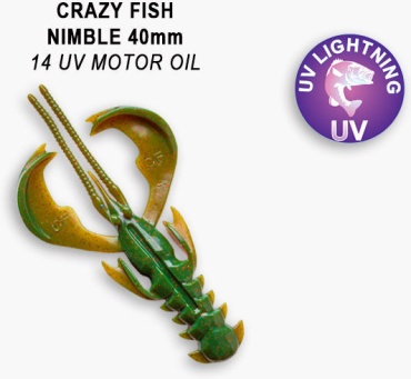 Мягкая приманка Crazy Fish Силиконовая приманка Crazy Fish Nimble 1,6 / 49-40-14-6 / Кальмар (9 шт.) 9 шт 40 мм 14