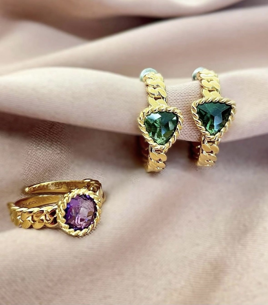 Серьги Rebecca бронза, кристаллы Swarovski