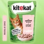 Kitekat Natural Vitality кусочки в соусе лосось 85 г 1 шт