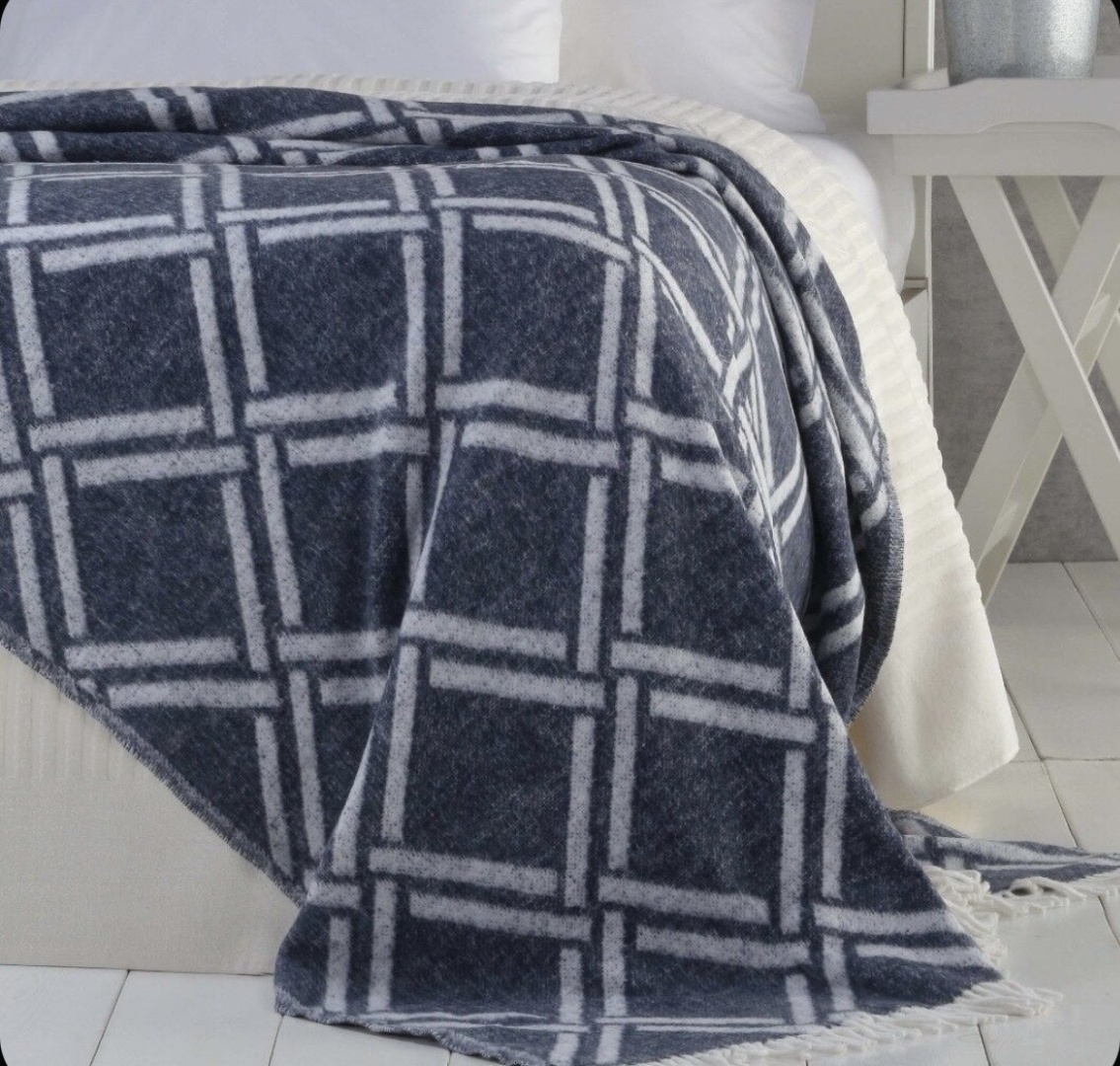 Плед PAVIA HOME 150х200 см, хлопок, полиэстер, синий