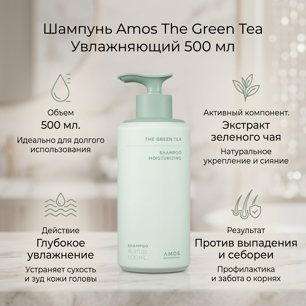 Amos The Green Tea шампунь 500 мл