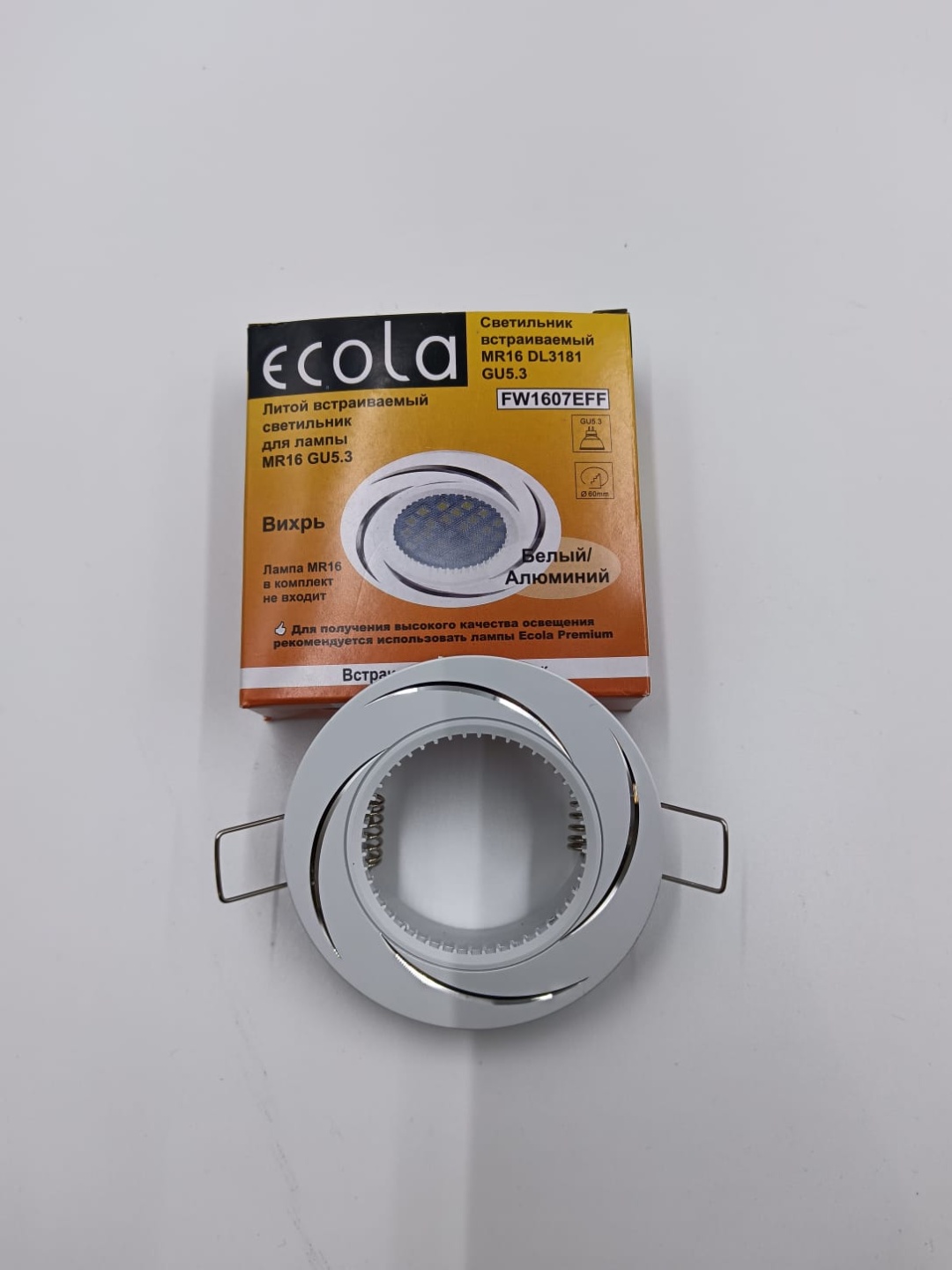 Ecola Софит Ecola MR16 DL3181 GU5.3 св-к Вихрь встр. литой матовый Белый/Алюм GU5.3