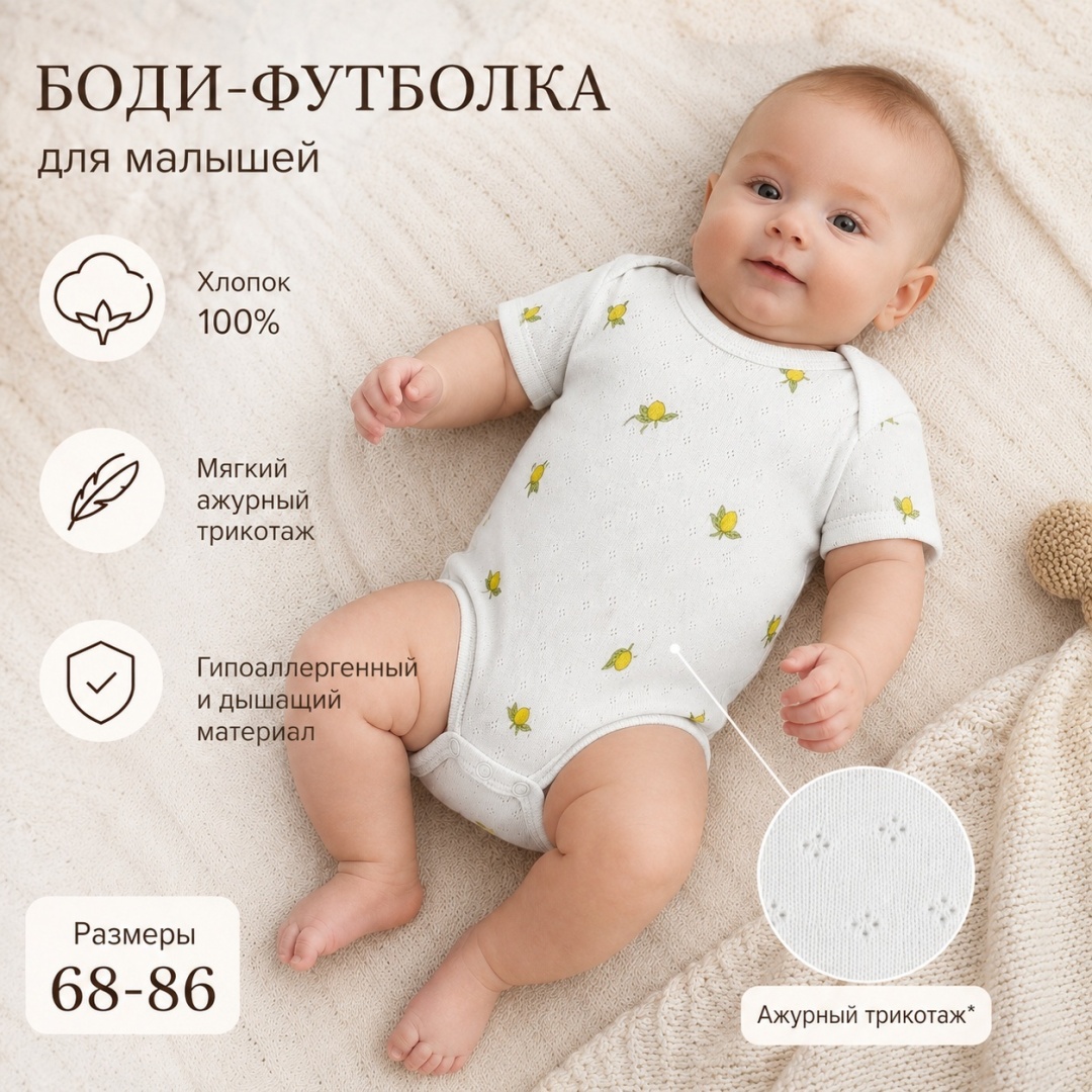 Боди Twins Textile белый, желтый