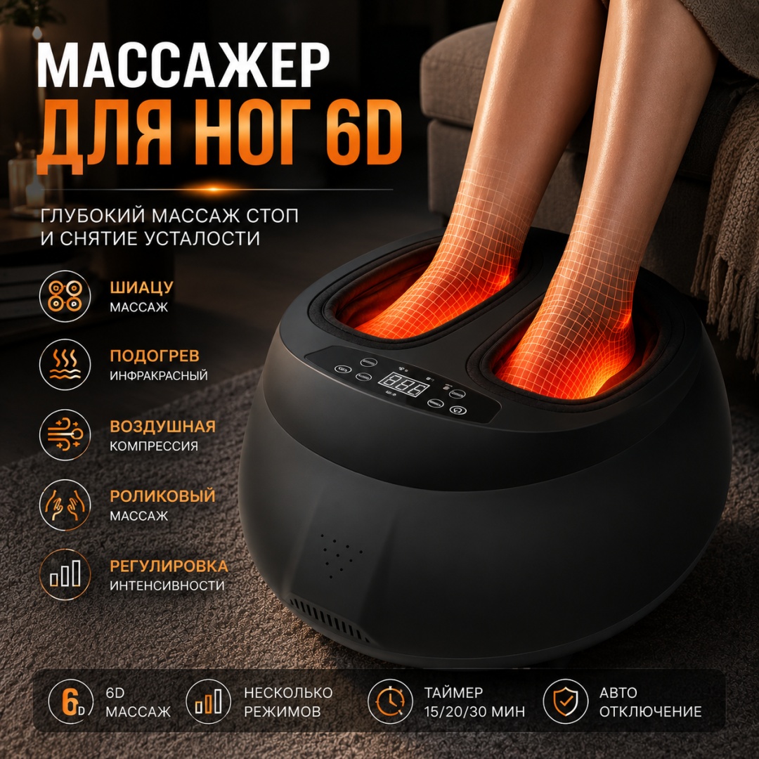 Массажер GREAT LIFE GL-LEG-02 напольный воздушно-компрессионный, разминающий, разогревающий, инфракрасный прогрев, роликовый, 4D-массаж