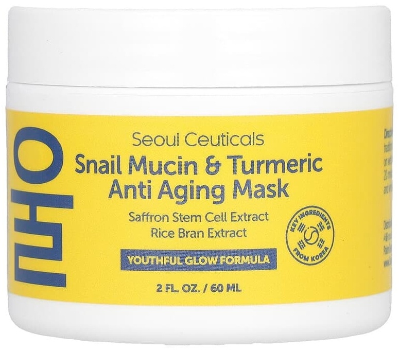 Маска для лица Seoul Ceuticals крем омолаживающая маска для лица с муцином улитки и куркумой, 60 мл 60 мл