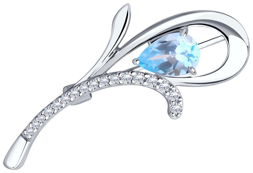 Брошь Diamant 13809 вес 2.74 г серебро, фианит