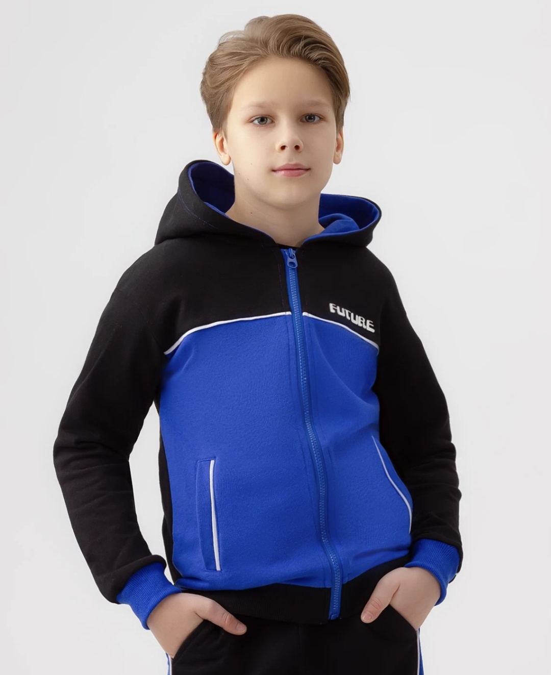 Толстовка Button Blue черный, синий
