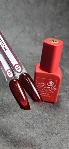 Family nails гель-лак EXCLUSIVE RED №16 глянцевое 10 мл