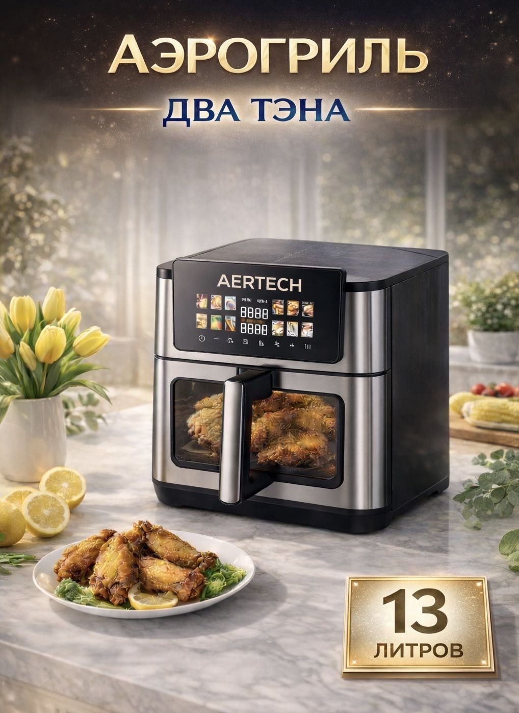 Аэрогриль AERTECH AR-82A 13 л черный, серебристый
