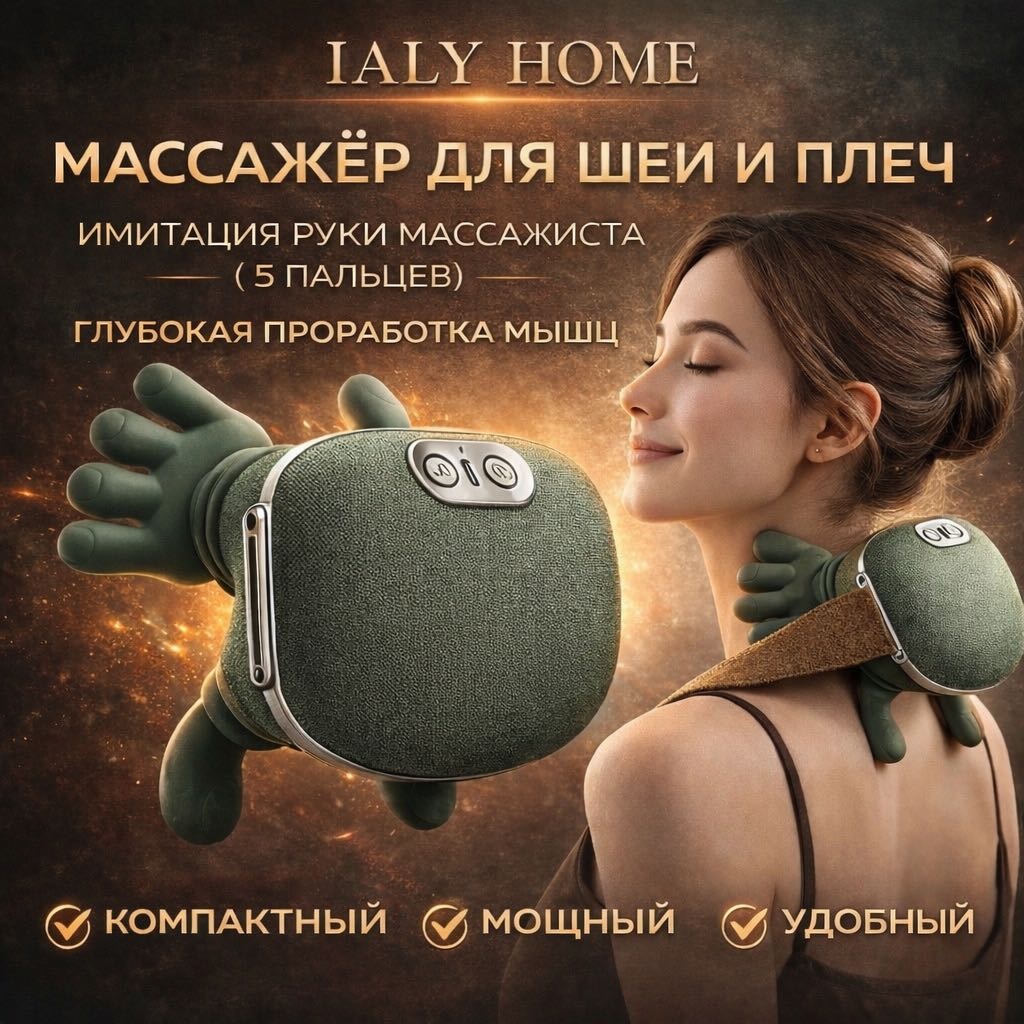 Массажер IALY Home ZS-43 воротник надавливающий, разминающий, разогревающий, раскатывающий, растирающий, инфракрасный прогрев