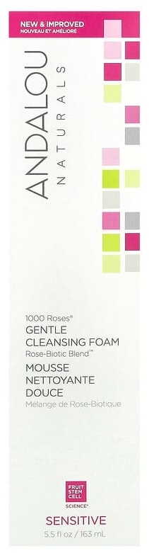 ANDALOU NATURALS 1000 Roses, нежная очищающая пенка, для чувствительной кожи, 163 мл пенка 164 мл